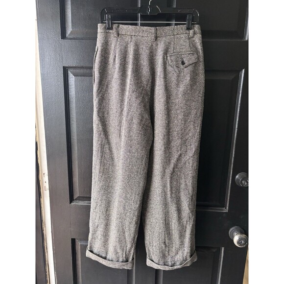 Vtg Lizsport Crop Tweed Baggy Pleat Cuffed Trousers Pants Silk Wool Blend Lux - Picture 3 of 8